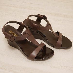 Kenneth Cole Reaction T-Strap Wedge Sandals, 6.5M